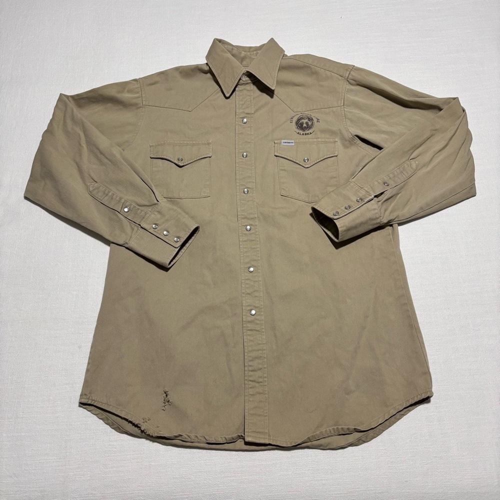 Vintage Carhartt Cinder River Lodge Alaska Bear Button Down Shirt